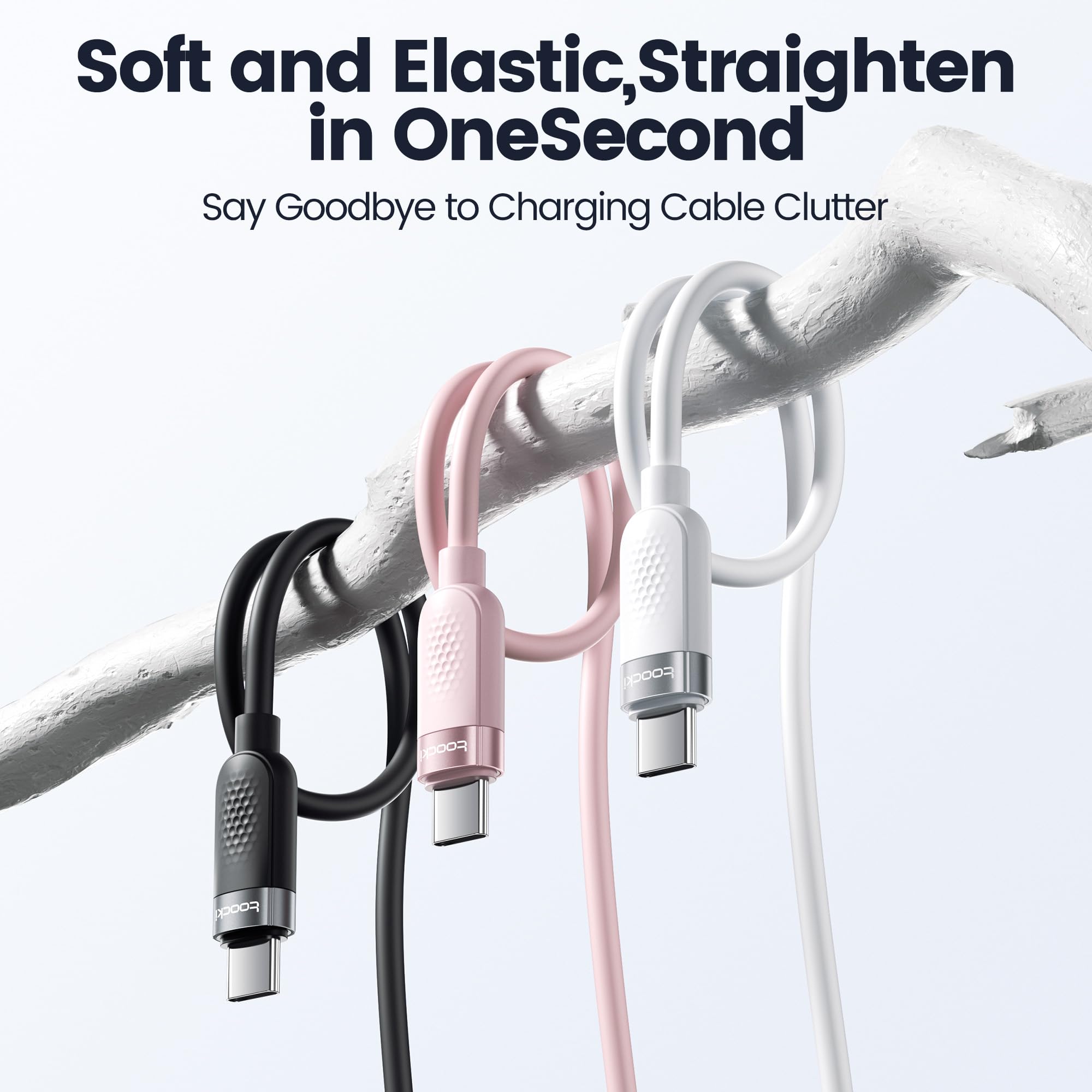 toocki Cavo USB C da 240 W, cavo di ricarica rapida in silicone, confezione da 2, 3 m