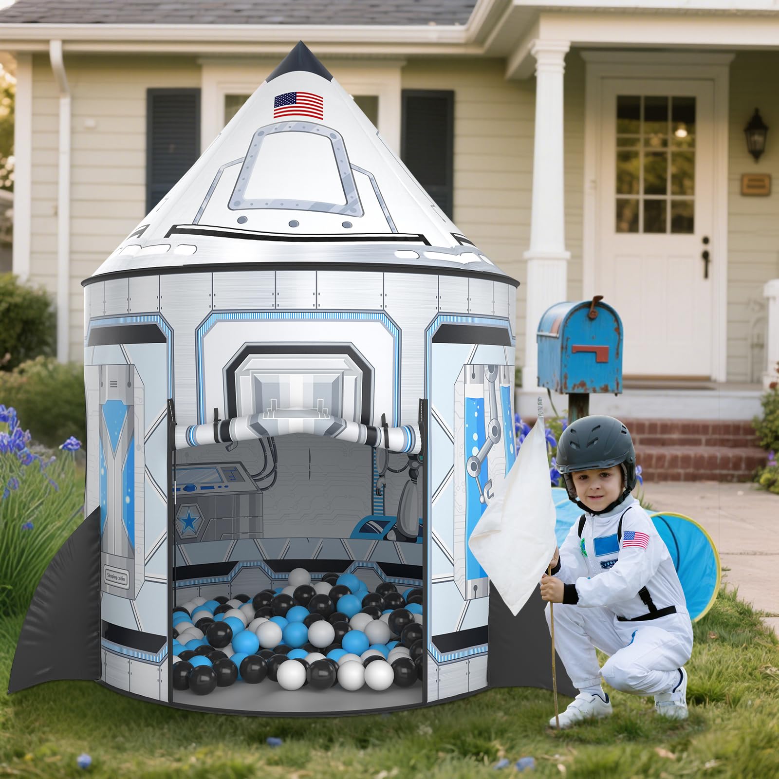 Wilwolfer Tienda de campaña para Jugar a los Cohetes, Fuerte Astronauta desplegable para niños, casa de Juegos Espacial de Interior y Exterior, Regalo de Aventura Espacial para niños de 3 a 8 años.