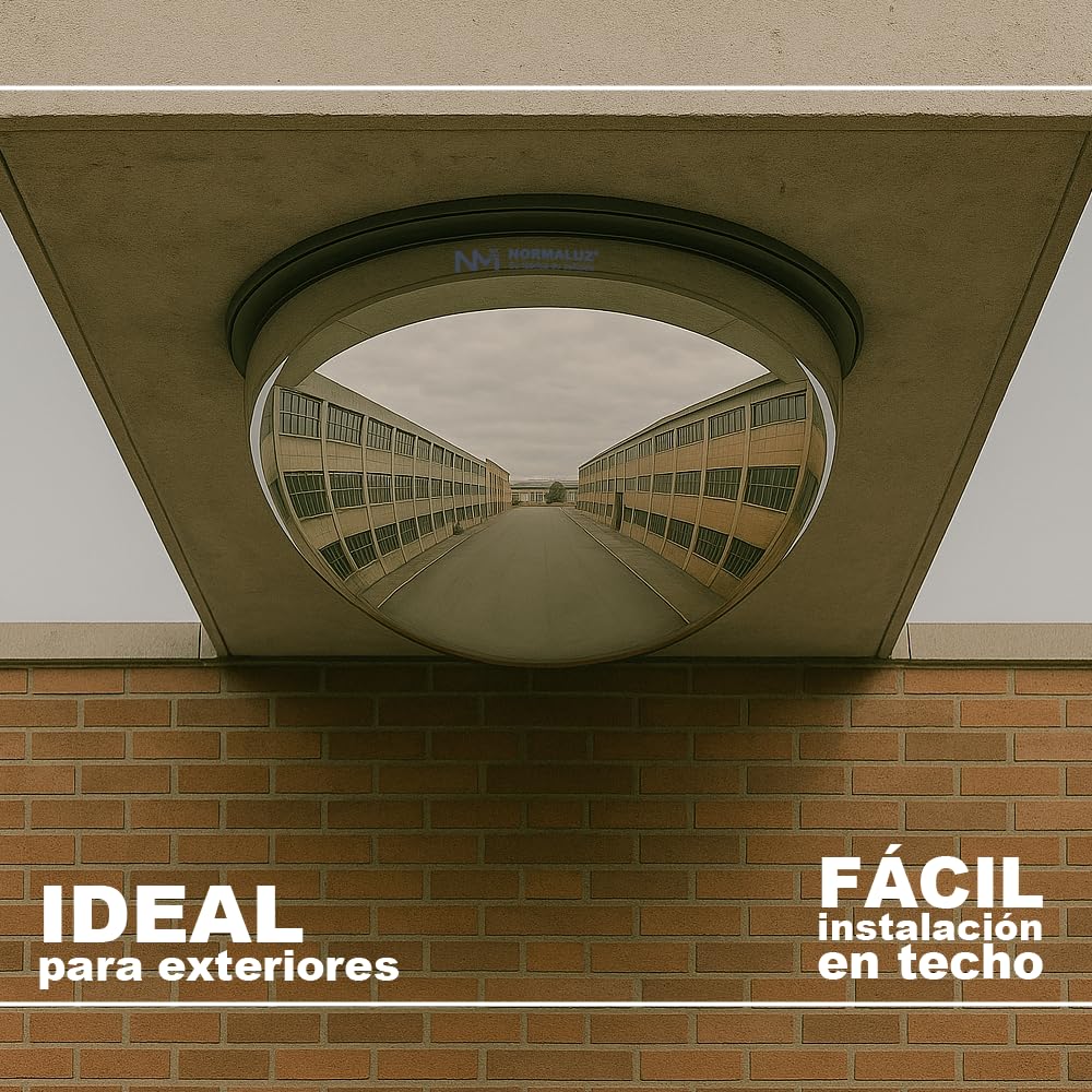 Normaluz Espejo Aumento Convexo 360º para Vigilancia - Máxima Seguridad y Visión Total – Espejo Pared o Techo Redondo con Borde Protector – Ideal para Interiores y Zonas de Paso (60cm)