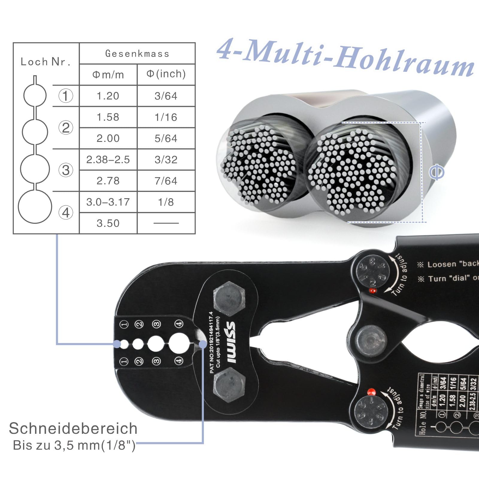 iCrimp Drahtseil Crimp Set 330 Hülsen + 45 Fingerhüte mit Schneider