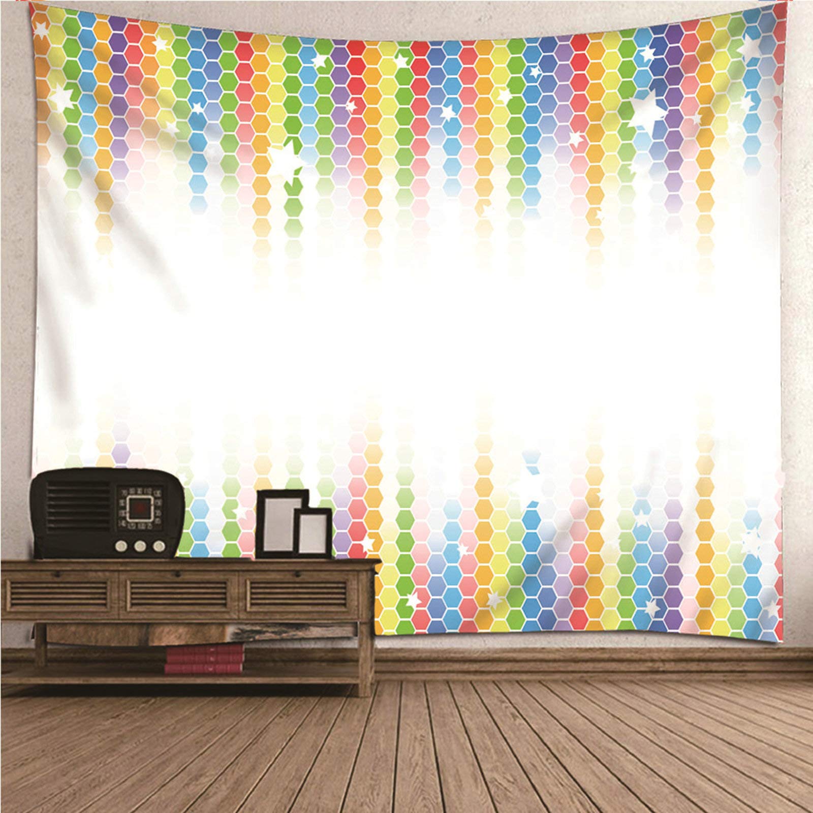 Tapiz de pared moderno de 150x150 cm en poliéster multicolor decorativo KnSam