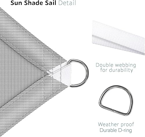 Miniatura 4 de Toldo rectangular de polietileno de alta densidad de 8 x 8 pies para patio, pérgola, bloquea el 95% de resistencia a los rayos UV (gris)
