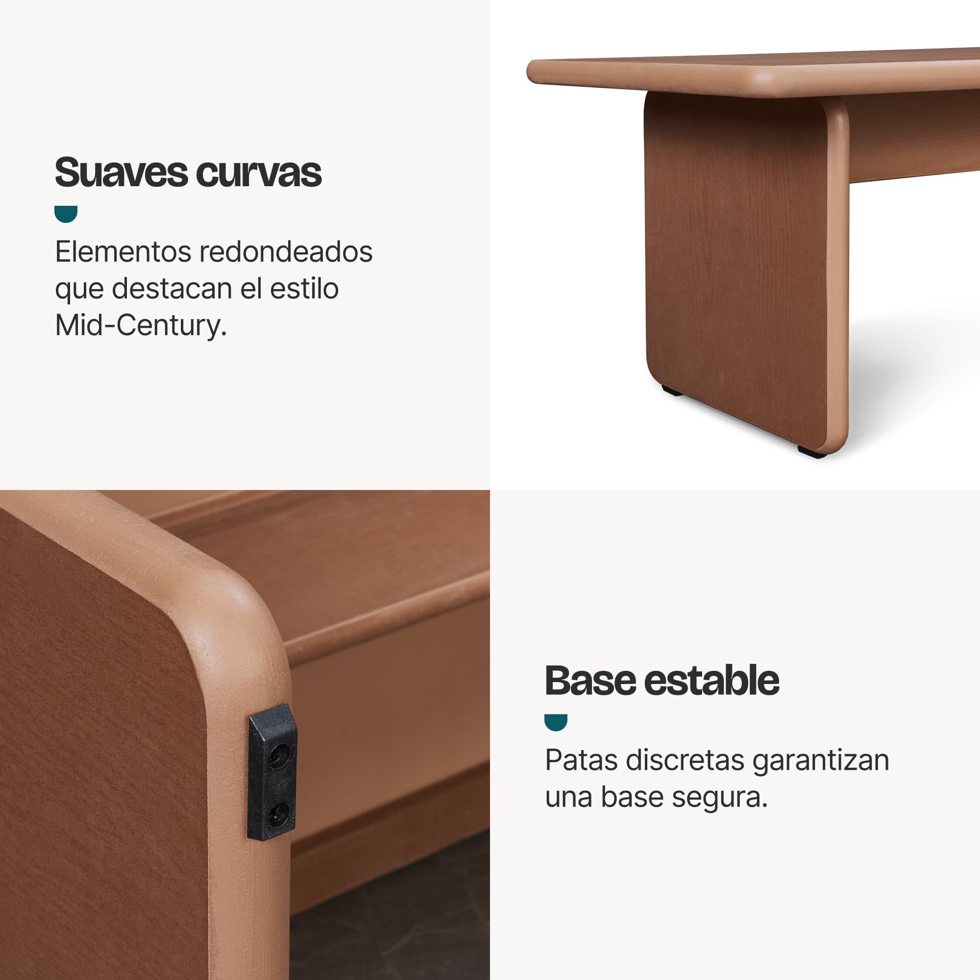 [en.casa] Mesa de Centro Gäljami Tablero Rectangular Peso Máx. 100 kg Mesita de Café Mesa Auxiliar de Sofá Salón Despacho 100 x 55 x 44 cm - Nogal