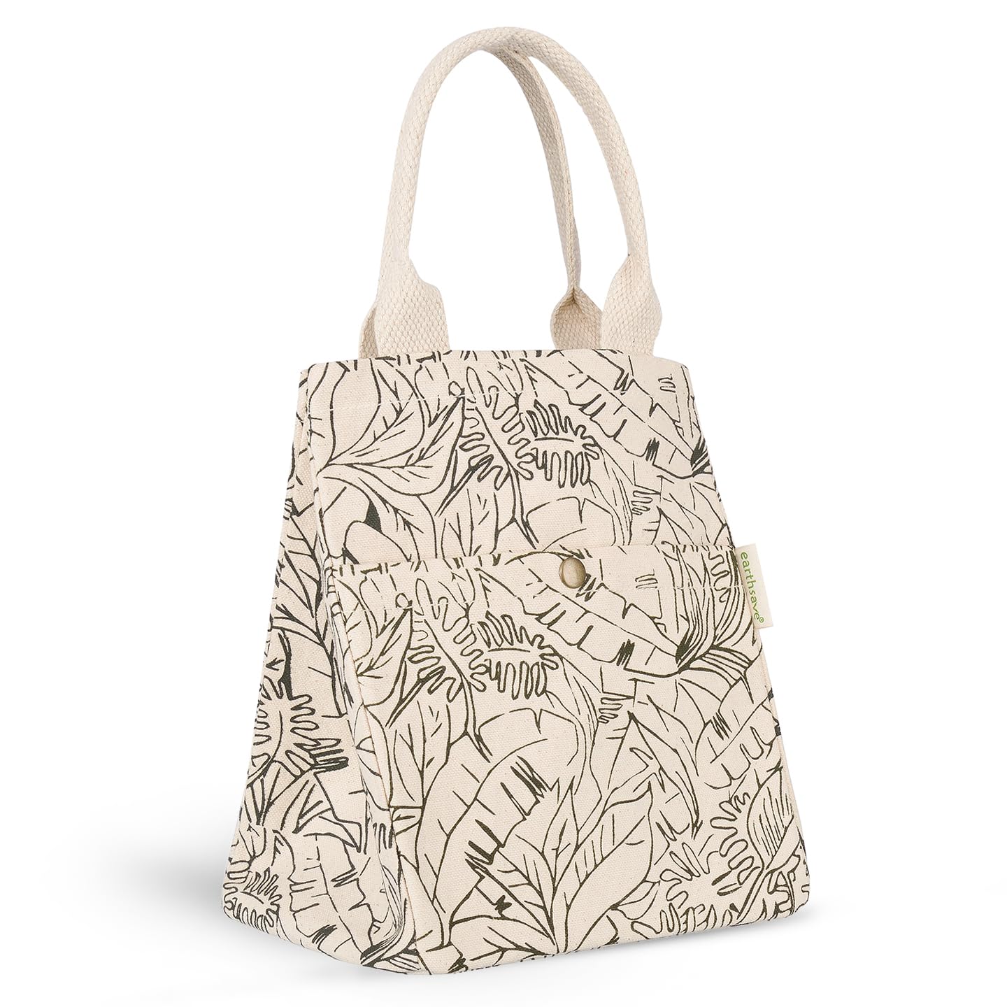 earthsave Insulated Lunch Bag for Office Women & Men (Off White & Olive Green) |Eco-Friendly Canvas Tiffin Bags for School, Cotton Drawstring for Kids| Cloth Box Bags | Small Lunch Bag