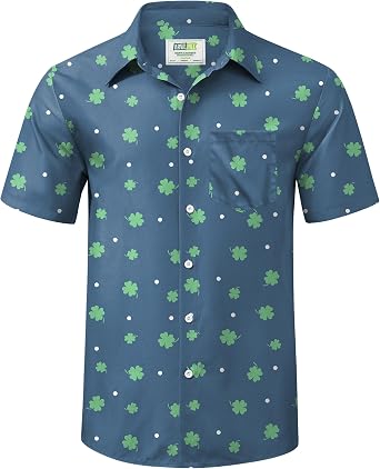 Arvilhill Mens St Patricks Day Printed Button Up Shirt