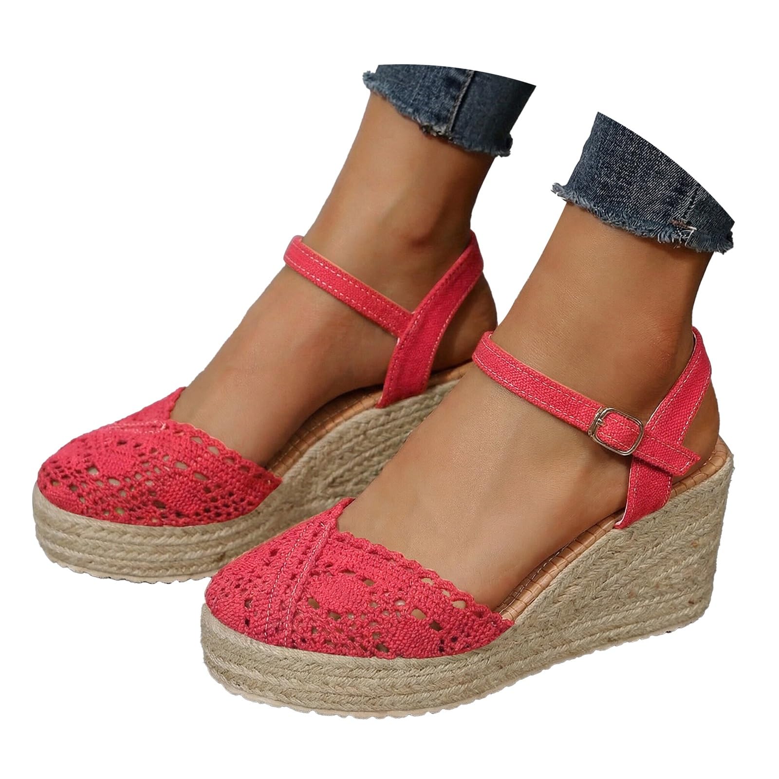 Generico Sandales Femme Compensé Confortables LéGèRes AntidéRapantes Semelle Souple Respirantes Chaussures Femme éTé éLéGantes Mules Support Coupe Large Ville Vacances