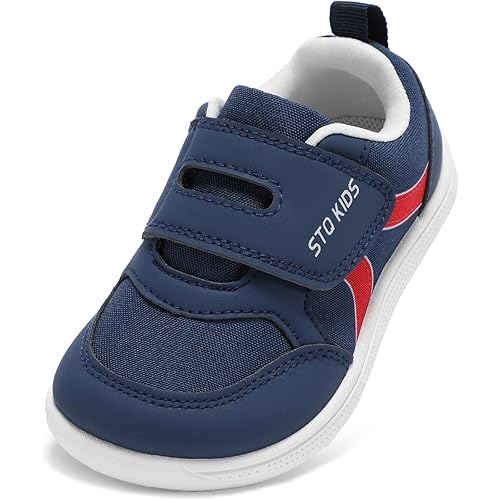 Toddler Wide Toe Box Barefoot Shoes Boys Girls Sneakers Kids Tennis Shoes Preschool Non Slip Lightweight Comfortable First Walking Shoes Running Outdoor Activities