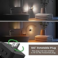 Vista 4 de Night Lights Plug into Wall 2 Pack, Dimmable Night Light with Dusk-to-Dawn Light Sensor, Soft White/Cool White/Amber 3 Light Color, Adjustable