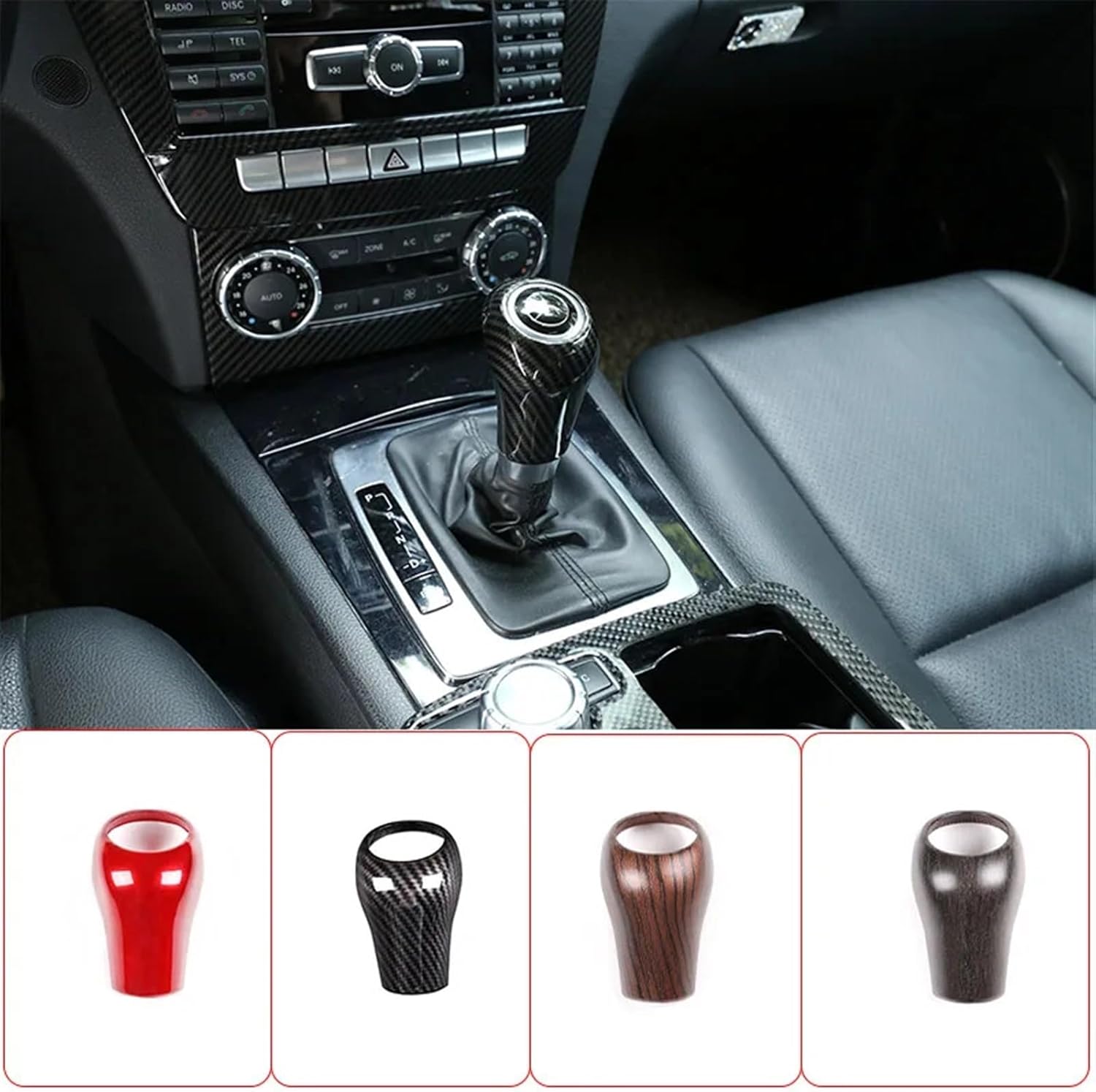 for mercedess benzs A C E G GLK CLS Class W169 W203 W204 W211 W212 W463 X204 W219 W218 Car Gear Shift Knob Cover Trim Accessories(Black Wood Grain)