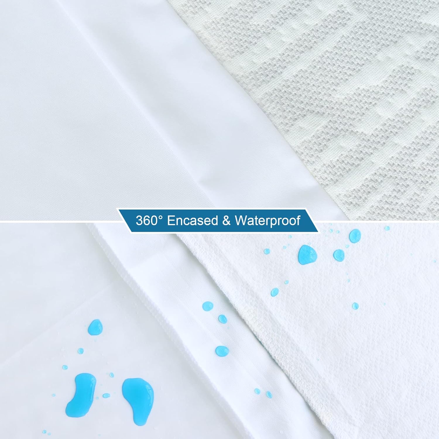 Mattress Topper Cover Protector Queen Size 2 Inch, 100% Waterproof Viscose Cooling Mattress Topper Encasement Zippered with Adjustable Straps, Fit Memory Foam Mattress - Image 4