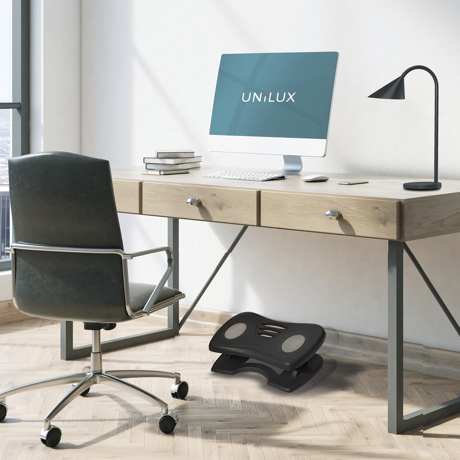 Unilux Reposapiés Nymphea negro/gris, L 42 x P 32 cm