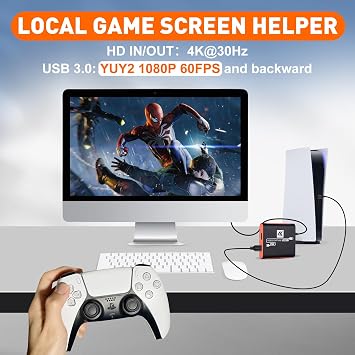 Capture Card for Nintendo Switch with 4K Pass-Through, USB3.0 1080P 60FPS HDMI Video Cam Link Game Capture for Streaming, Work with Xbox PS4 PS5 PC DSLR for OBS Twitch Live Broadcasting and Recording
