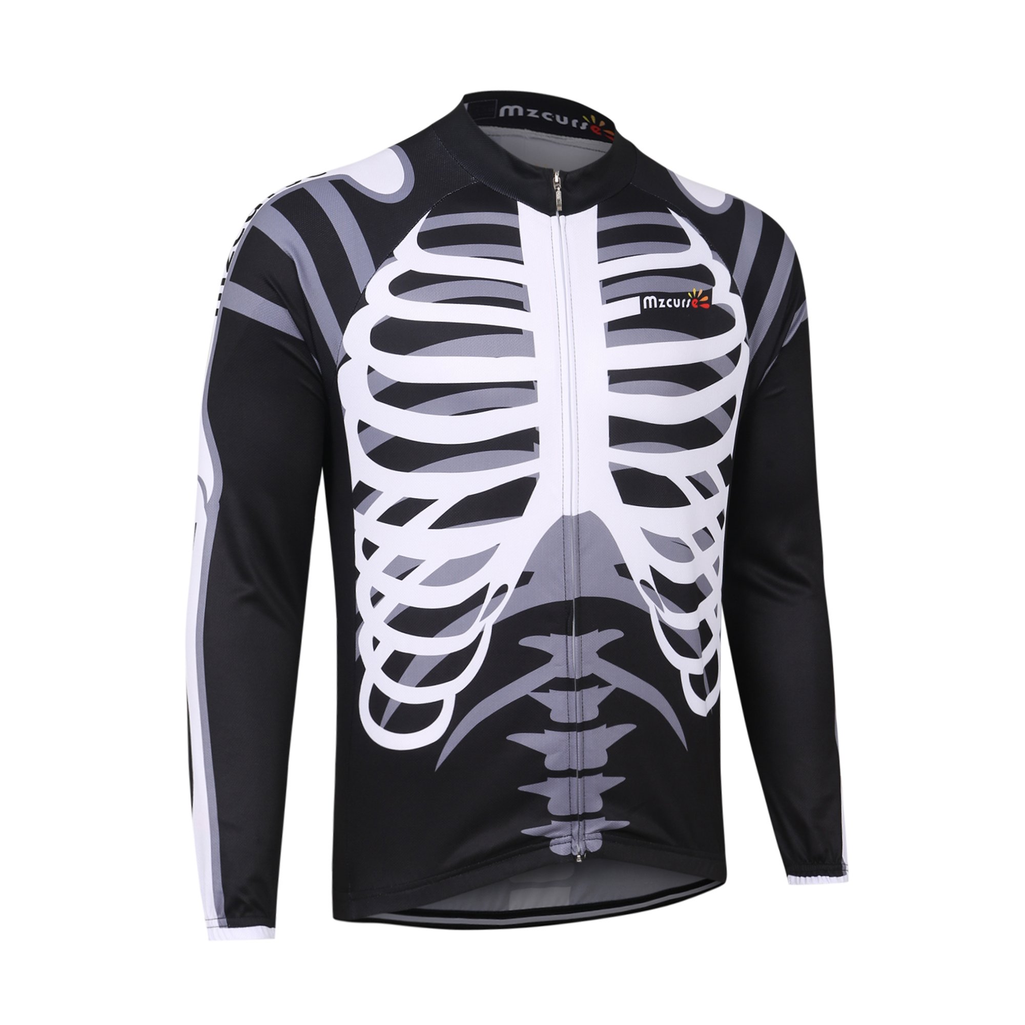 mzcurseMen's Long Sleeve Skeleton Cycling Jersey Shirts Tops Outfits