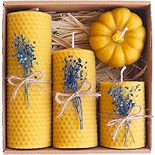 Petekoğlu Decorative Natural Honeycomb Wax Candle Pumpkin Flower Set Honey Candle Gift