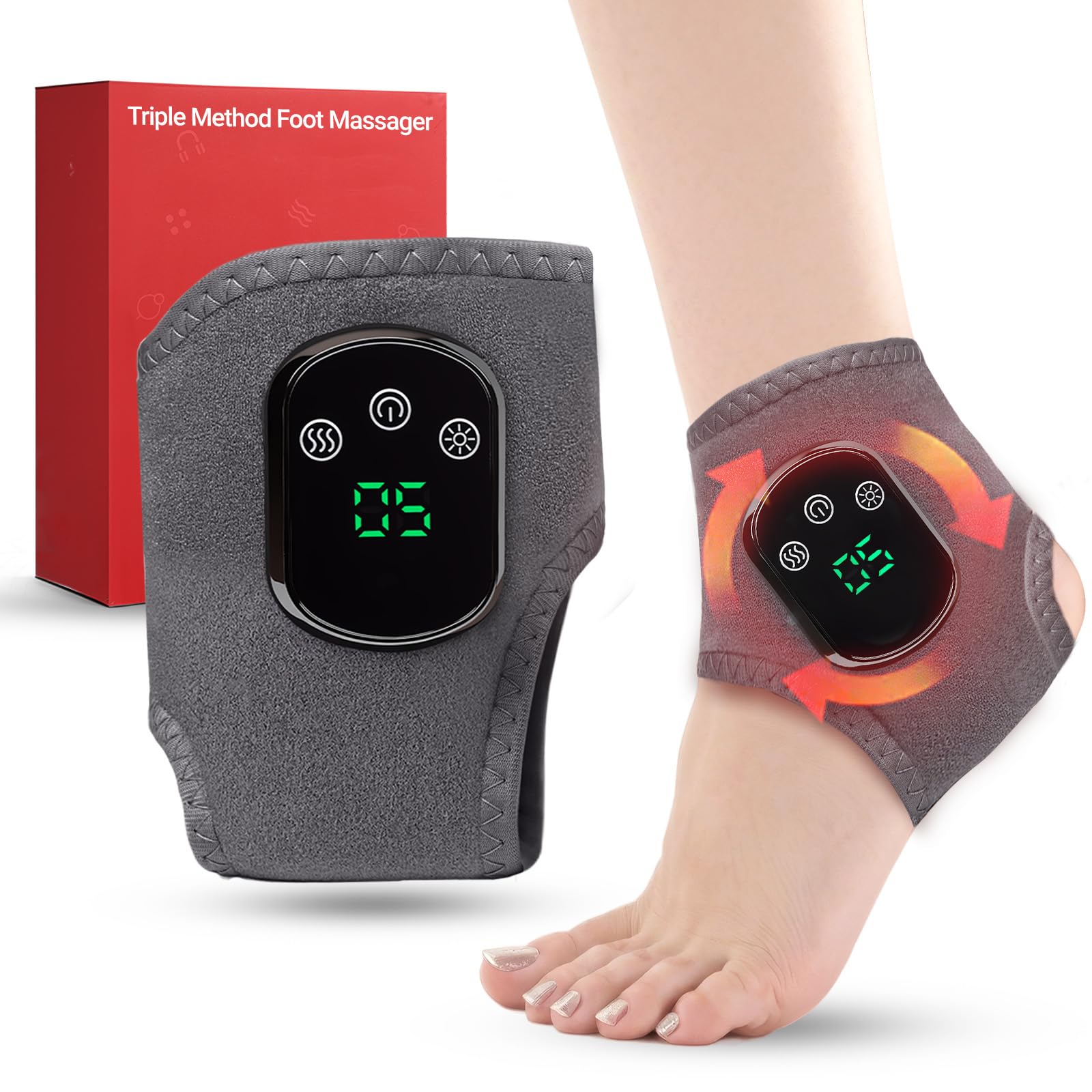 Foot Renew Triple Method Massager - Cordless Heated Foot Massager with 5 Heat 3 Vibration for Pain Relief