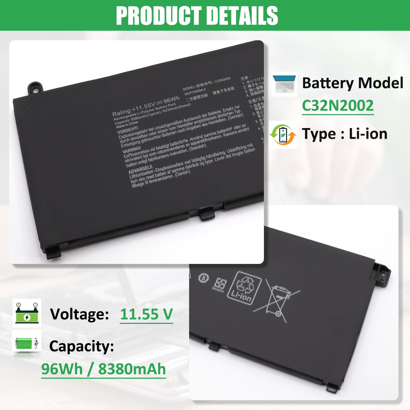 ZenBook Pro Ux535 Battery AURUNHO C32N2002 96Wh Battery