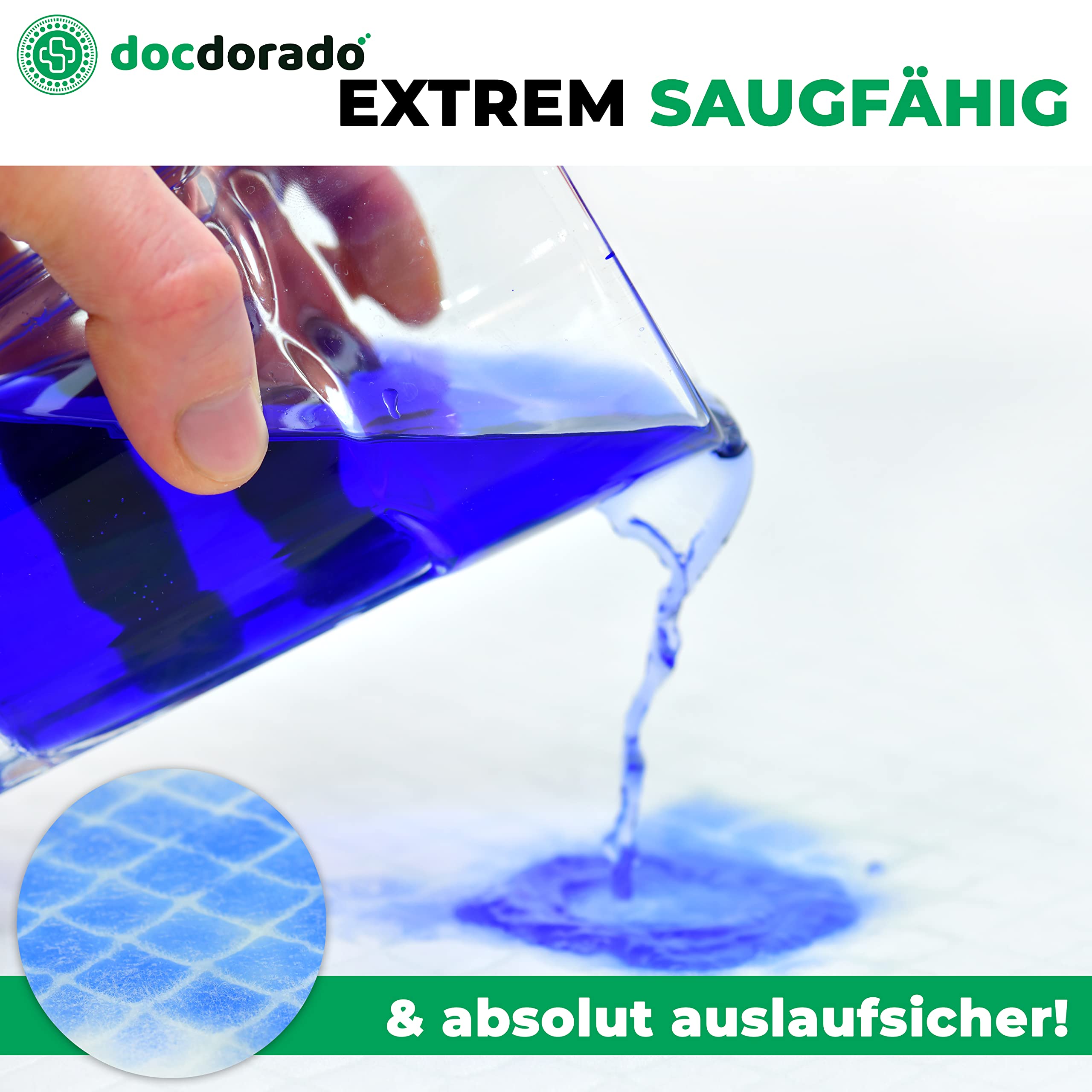 100 x 6-lagige Promanu Cellulose-Einweg-Patienteneinlagen, gepolsterte Inkontinenzeinlagen, Babyunterlagen, Tierblau, ca. 60 x 90 cm