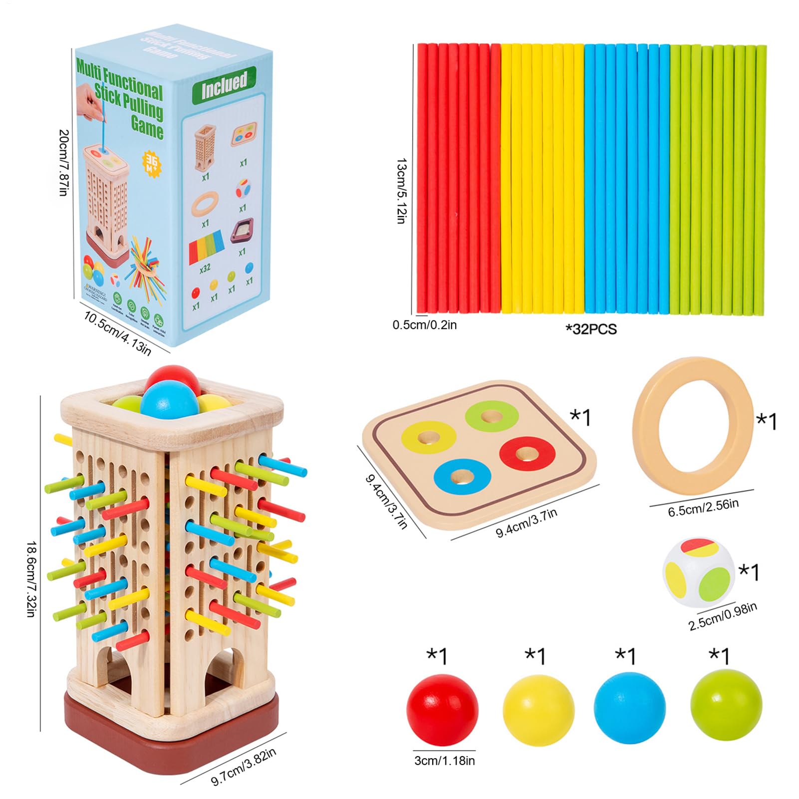 Di Assi In Legno Di Equilibrio Con Bastoncini Impilabili | Attività Interattiva Per Allenare Pazienza Pensiero Logico Riconoscimento Colori