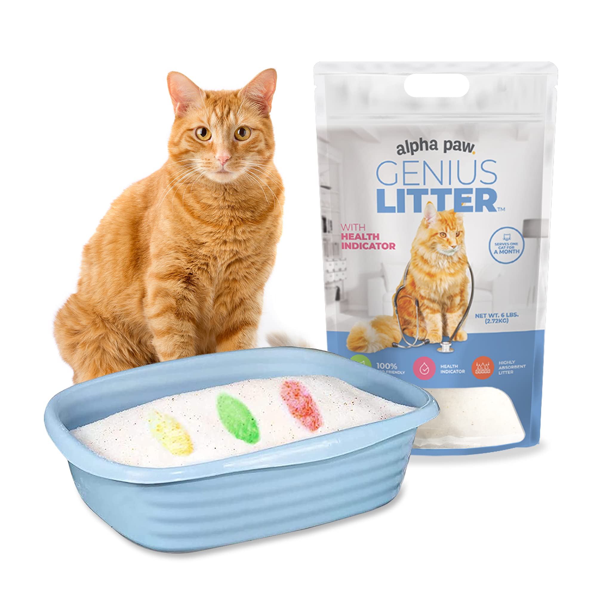 Alpha Paw Genius Cat Litter with Health Indicator, Odor Eliminating