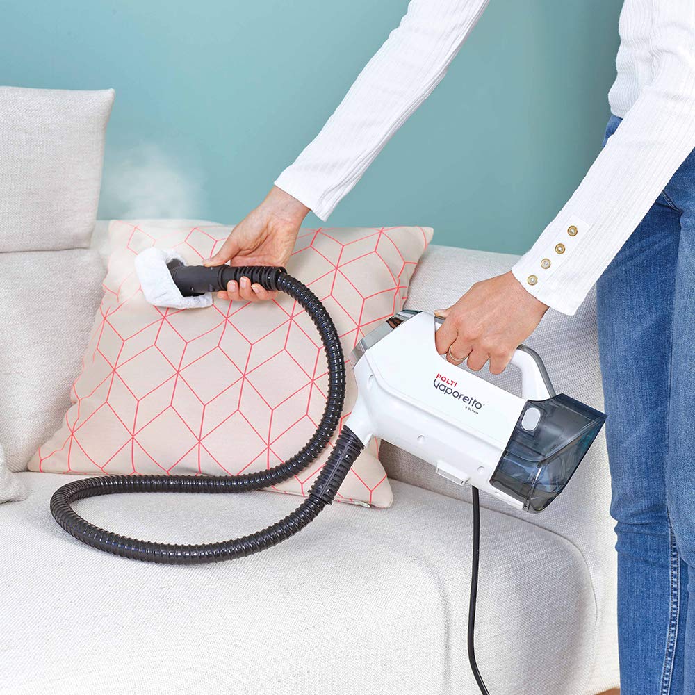 Polti Vaporetto 3 Clean, Aspirapolvere Lavapavimenti con Pulitore a Vapore Portatile, 3 in 1, 12 Accessori Inclusi, Riscaldamento in 30 Secondi, Potenza Max 1800 Watt, Bianco e Grigio
