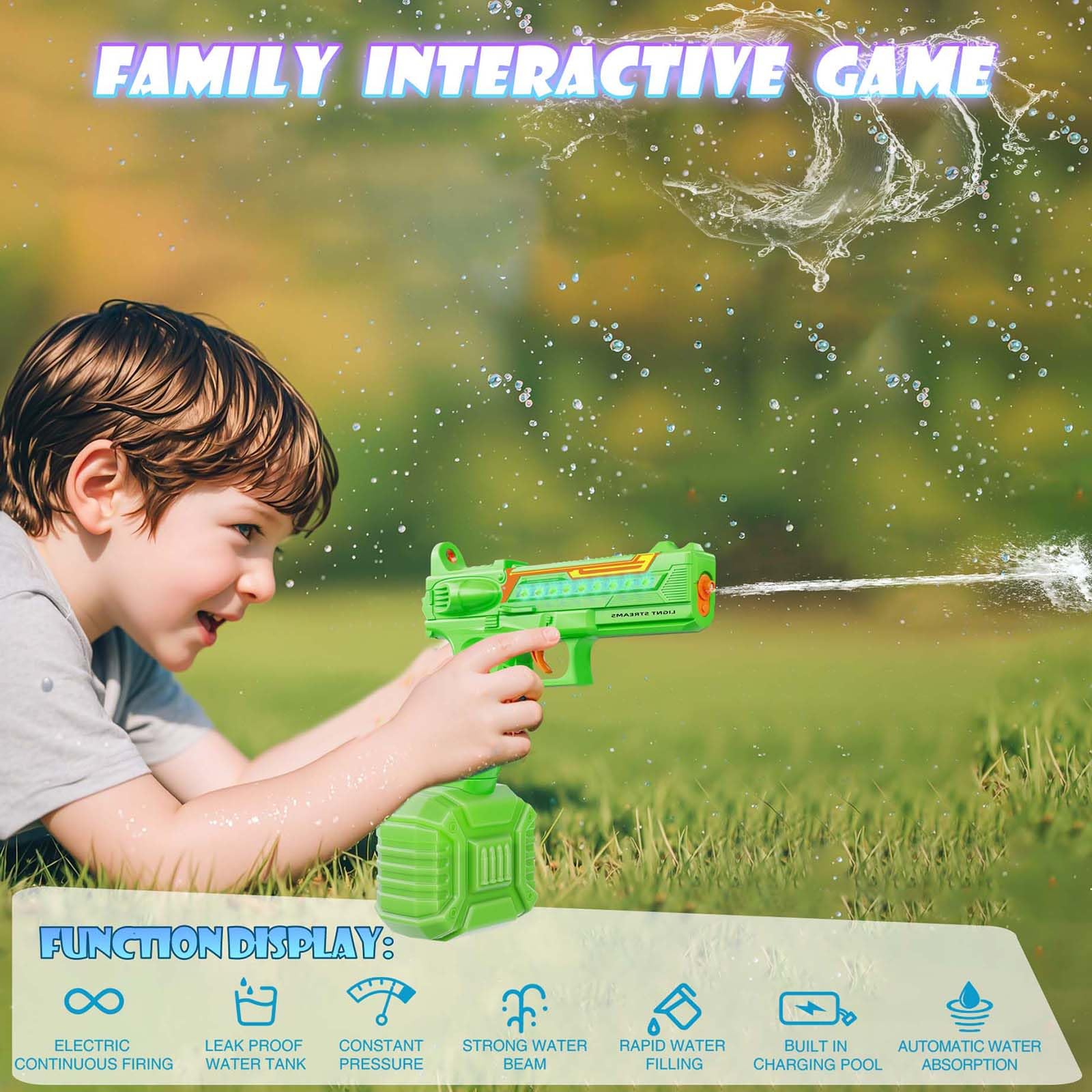 Pistola ad Acqua Elettrica, Pistole Giocattolo ad Acqua 32FT Super potente, Alta Capacità Fucile ad Acqua Elettrico Elettriche Giocattolo per Bambini e Adulti Giardino Piscina Spiaggia(Verde)