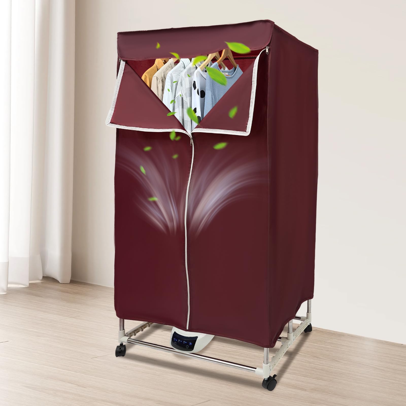 Secadora eléctrica de 1500 W, armario portátil, secadora de ropa eléctrica con 4 ruedas, tiempo ajustable, mini secadora para familias, apartamentos, dormitorios