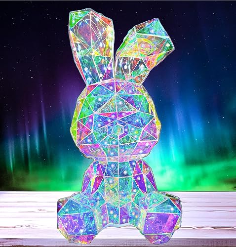 In His Name LED Bunny Night Light Holographic Rainbow Easter