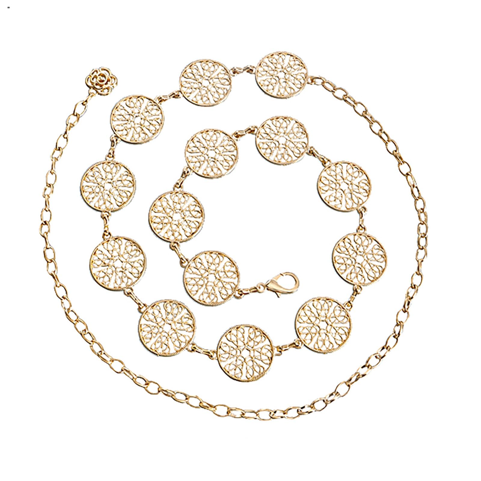 MUYE Pearl Metal Waist Chain Adjustable Pendant Long Tassel Belt Coin Body Belly Chains Jewelry Accessories for Women and Girls Jeans, Dress
