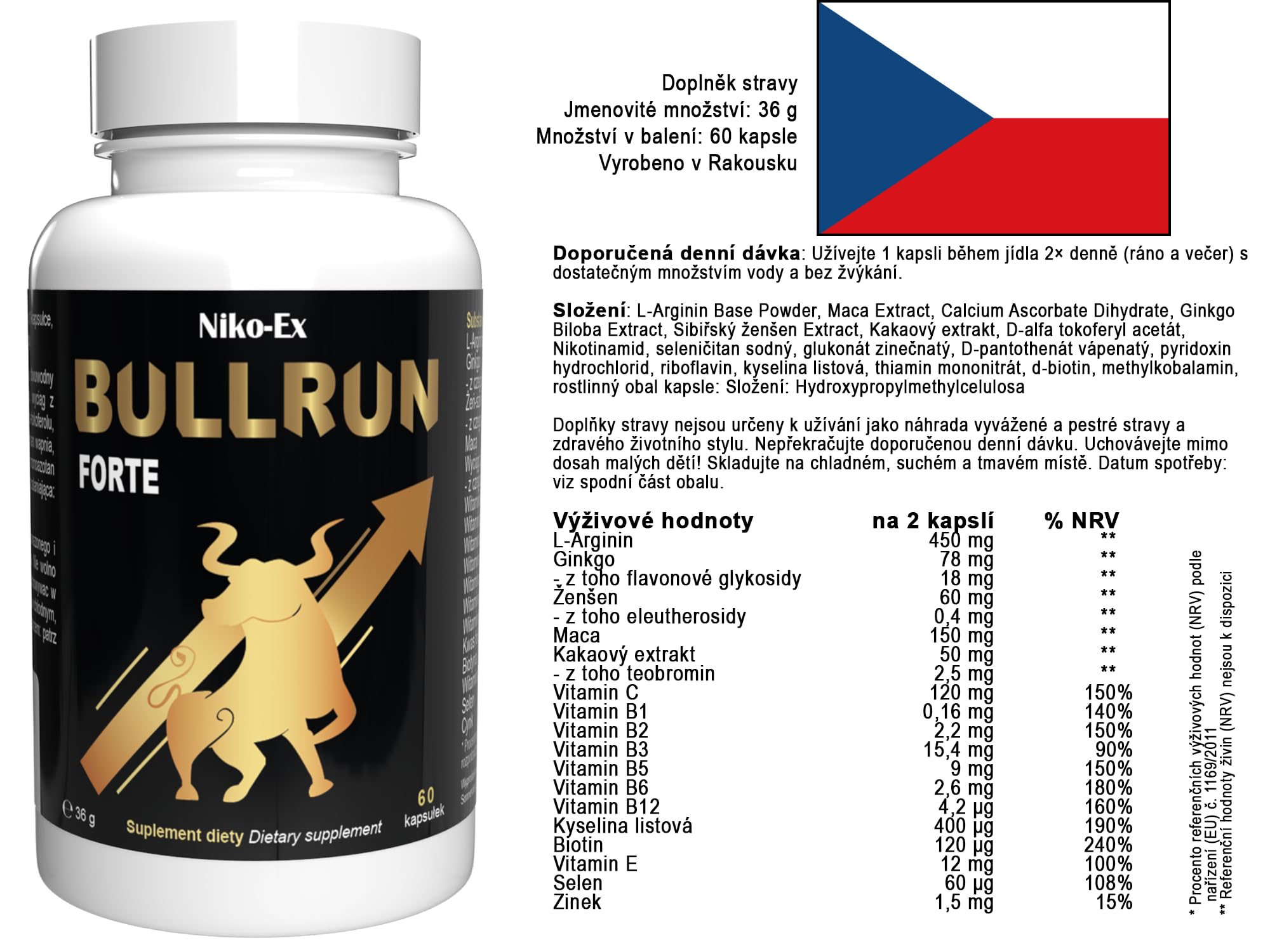 Bullrun Forte - 180 Kapseln - 3er Pack
