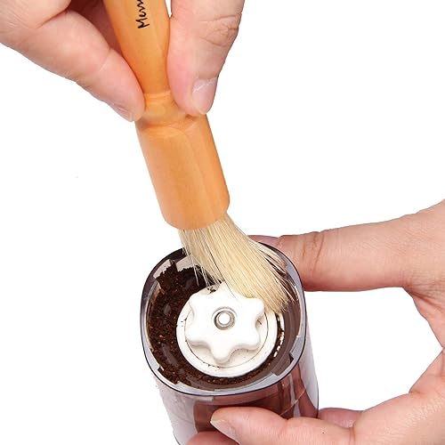 Miniatura 5 de Cepillo de limpieza para molinillo de café, mango de madera y cerdas naturales, cepillo de espresso para polvo de madera, accesorios para grano de