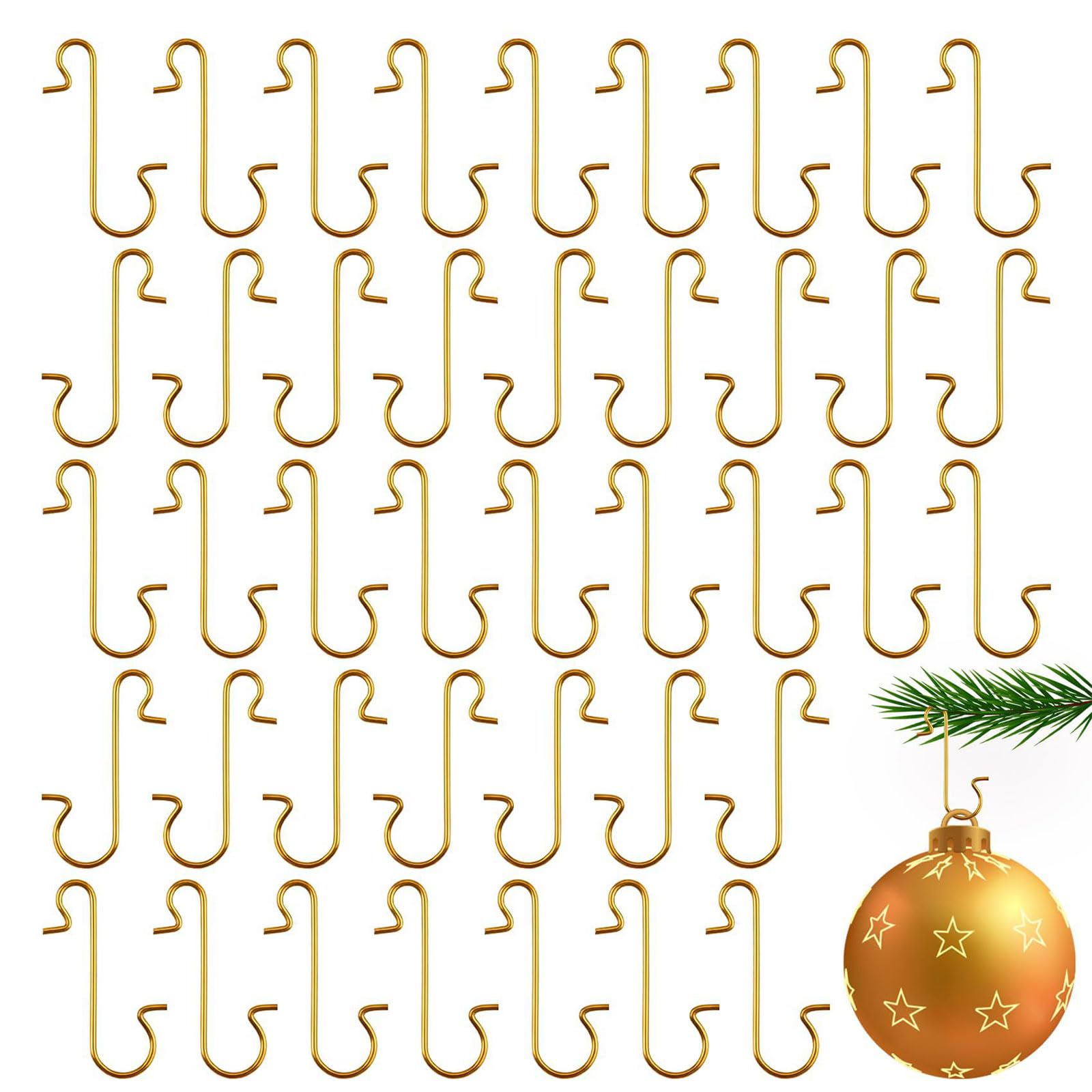 Hsioluted 100pc Ornament Hooks Metal Wire Hook Christmas Ornaments Hangers for Christmas Tree Decoration Home New Year Party Decor S Shaped Hooks for Ornaments