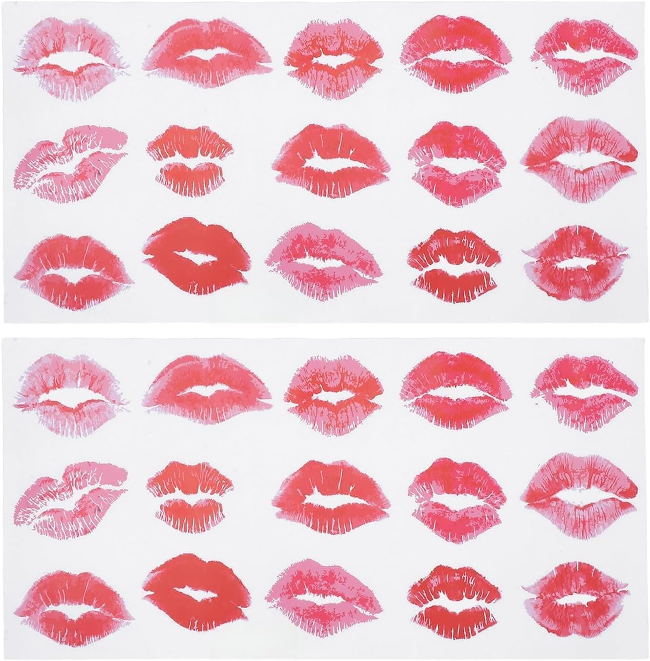 Kisangel 2 Sheets Valentine Lip Decal Red Lips Wall Sticker Self-Adhesive Wall Decals for Party Home Decoration