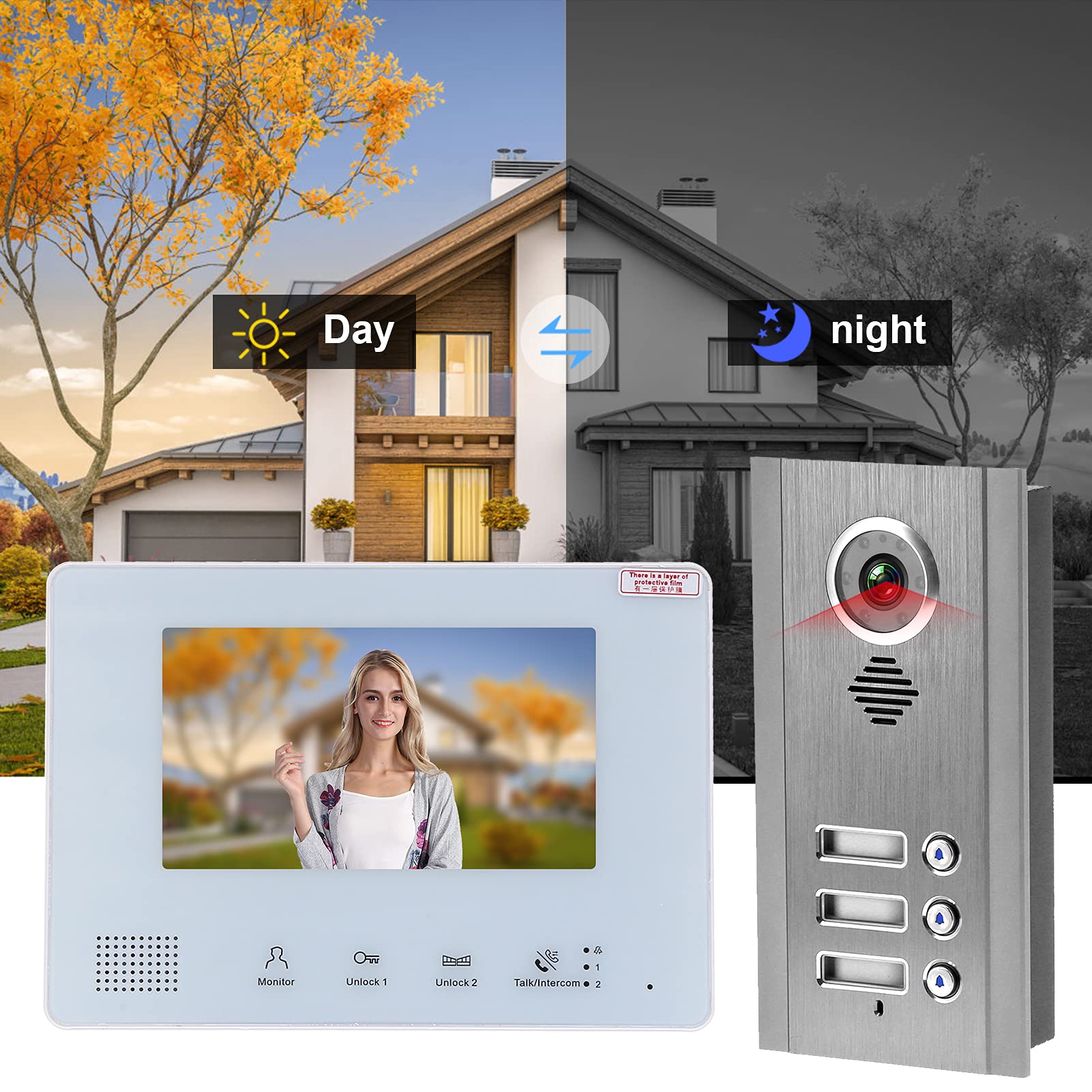 Portero Automático Antirrobo, Intercomunicador Visual Timbre Telefónico Con Videoportero Con 1 Máquina Para Exteriores (cámara) Para Videoportero