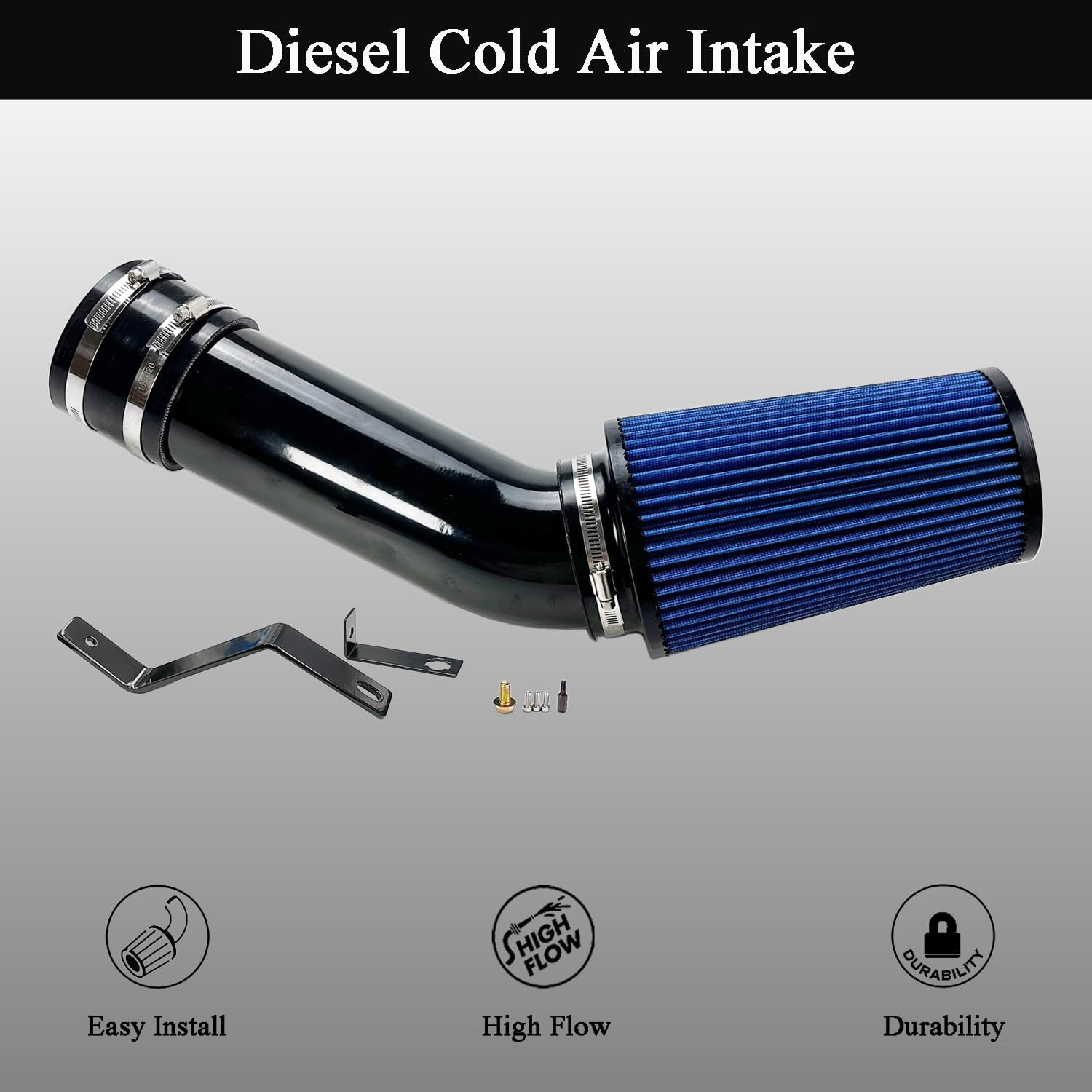 Cold Air Intake 7.3 Diesel Kit Air Intake Pipe With Oiled Filter Compatible With Ford F250 F350 F450 Super Duty 7.3L Powerstroke Diesel (1999.5-2000 2001 2002 2003)