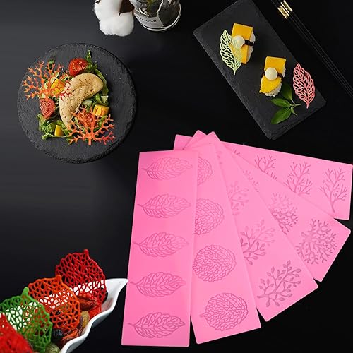 Miniatura 7 de 5 moldes de hojas huecas de silicona para fondant de hojas huecas, molde de silicona 3D de rama de coral, molde de encaje para hornear, hoja,