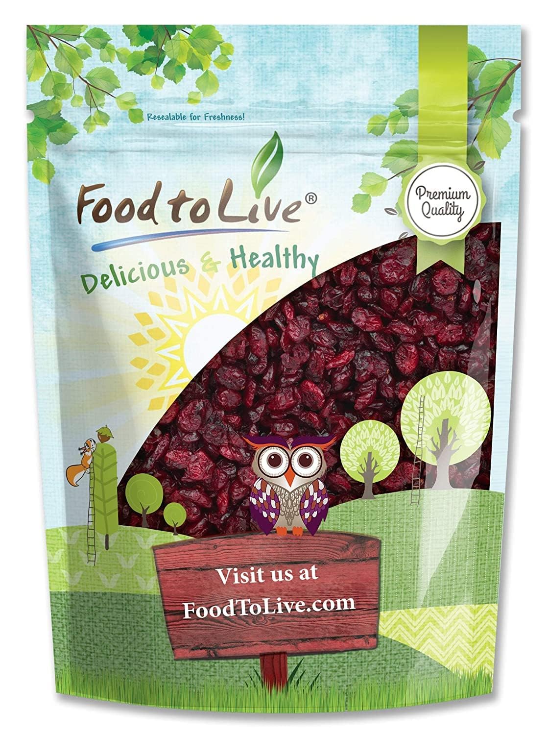 Food to Live Dried Cranberries, 1 Pound – Raw, Kosher, Vegan, Lightly Sweetened and Coated with Sunflower Oil, Unsulfured, Bulk