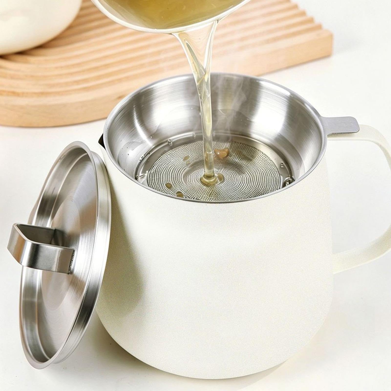 Vaso Per Grasso Da Cucina Barattolo Filtro Riutilizzabile 1,8 L Con