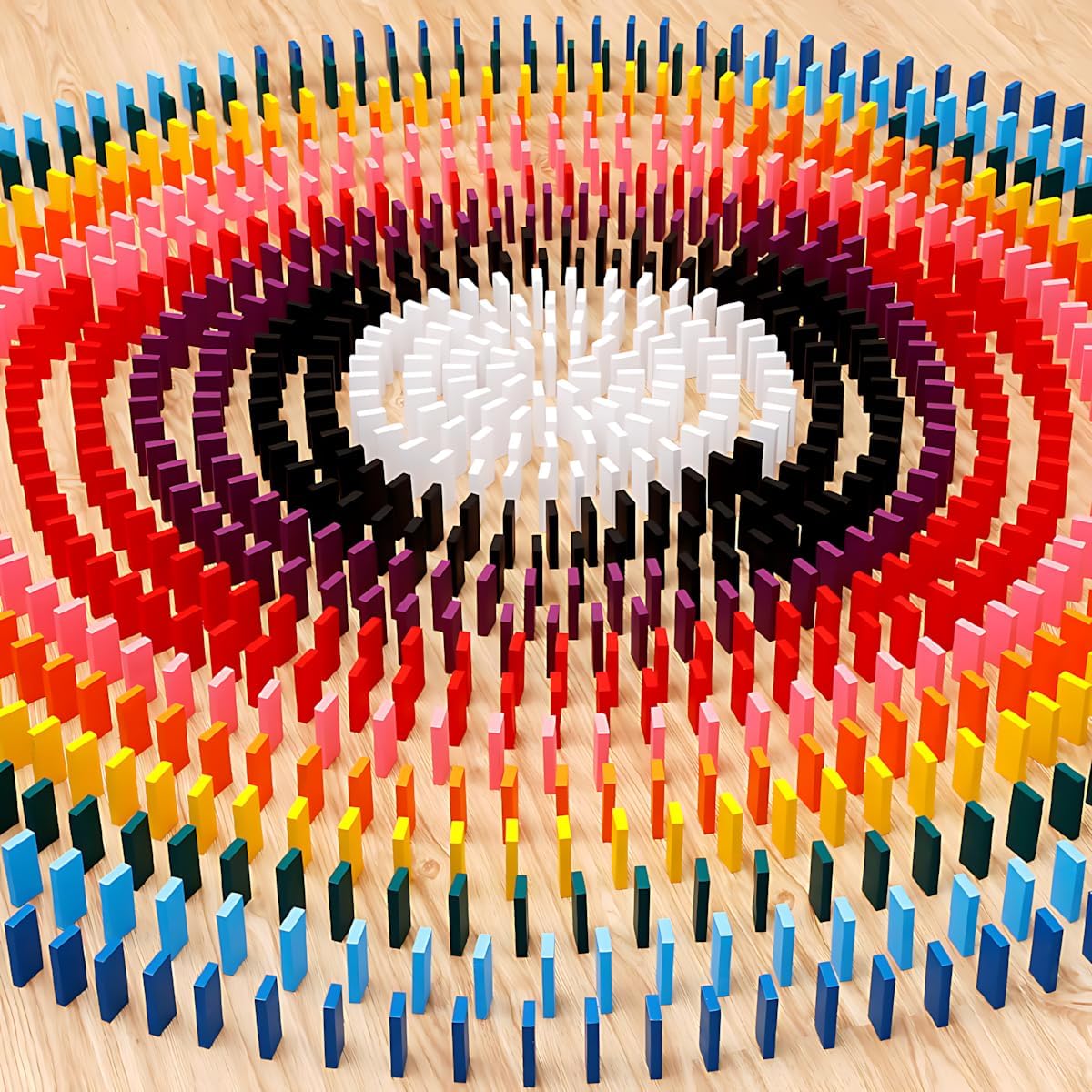 1200 Piece Dominoes Set for Kids, Colorful Dominos Tiles for Building, Stacking, Racing, Tumbling, Wood Domino with Box, Educational Toy