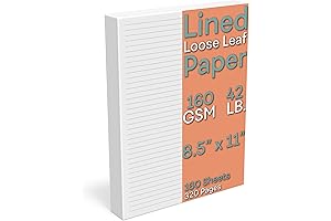 Lined Sheets for Loose Leaf Binder without Holes, No-Punch, for Quick Filing and Organization