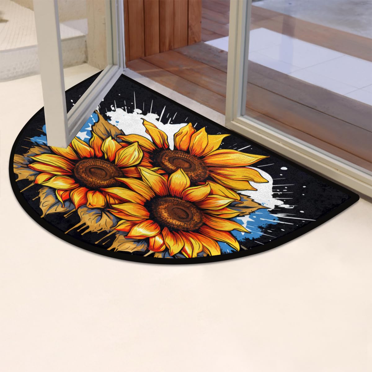 Butterfly Floral Pattern Half Round Door Mat Indoor Entrance Rugs Butterfly Floral Pattern Half Round Door Mat Indoor Entrance Rugs