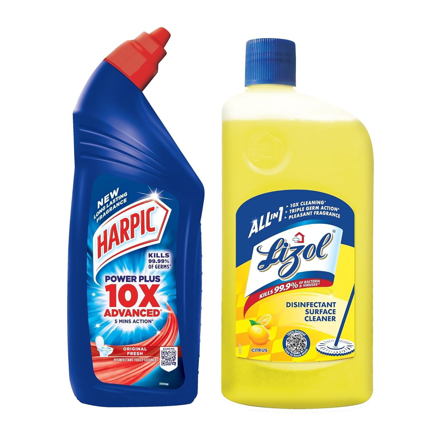 Harpic Toilet Original Cleaner, 1 L with Floor Cleaner, 975ml (Citrus)