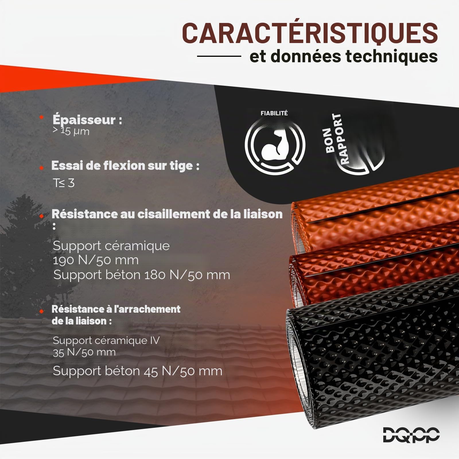 Butyband Bande de solin 3D 5m rouge brique pour toit Flashband