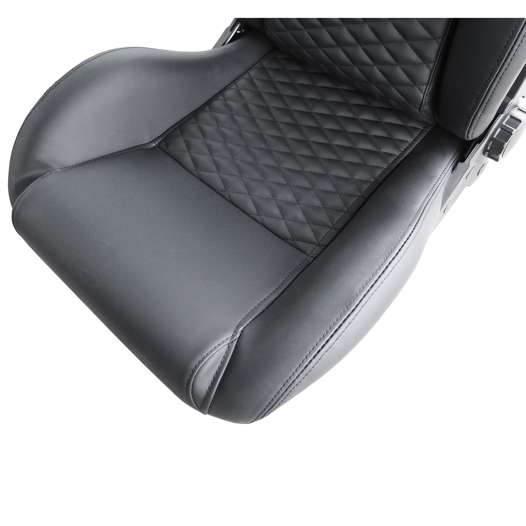 Simoni Racing SRS/15 Siège Sportif Reclinable en Cuir Noir, Universel - Levier de réglage à Droite et à Gauche