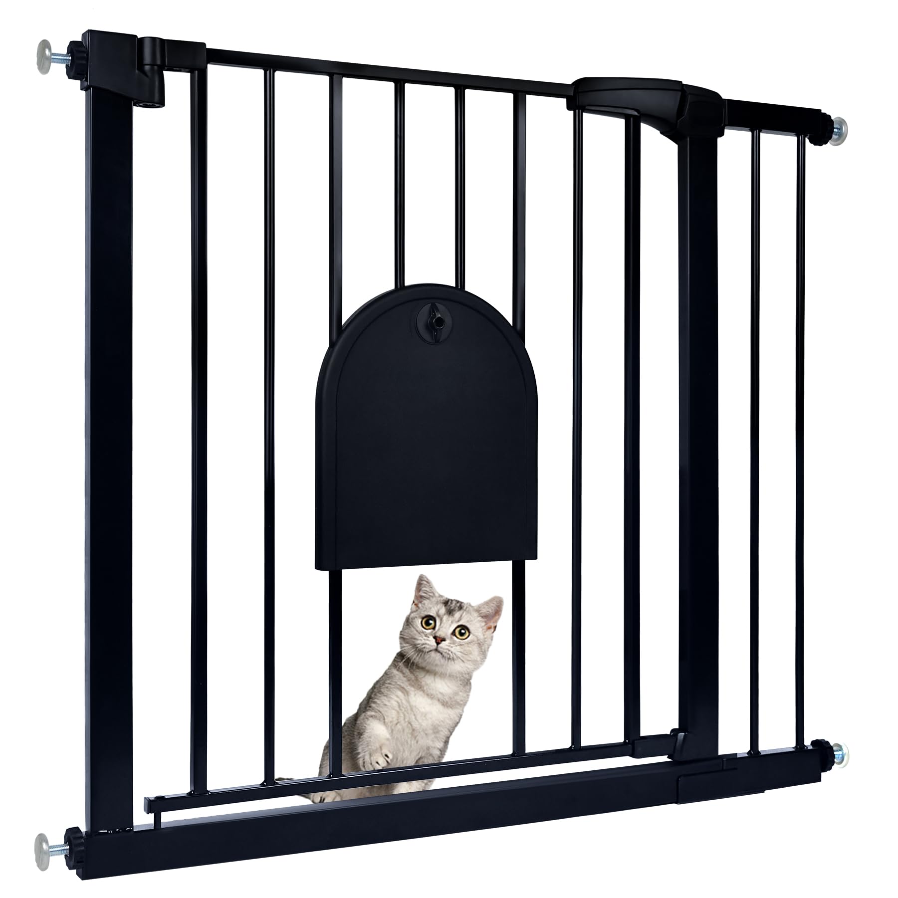 Froadp Türschutzgitter Baby Treppengitter 85-95cm Kindergitter ohne Bohren Türgitter mit Tür für Hunde und Katzen Beidseitig Schwenkbar Absperrgitter Automatisch Haustier Gittertür, Schwarz