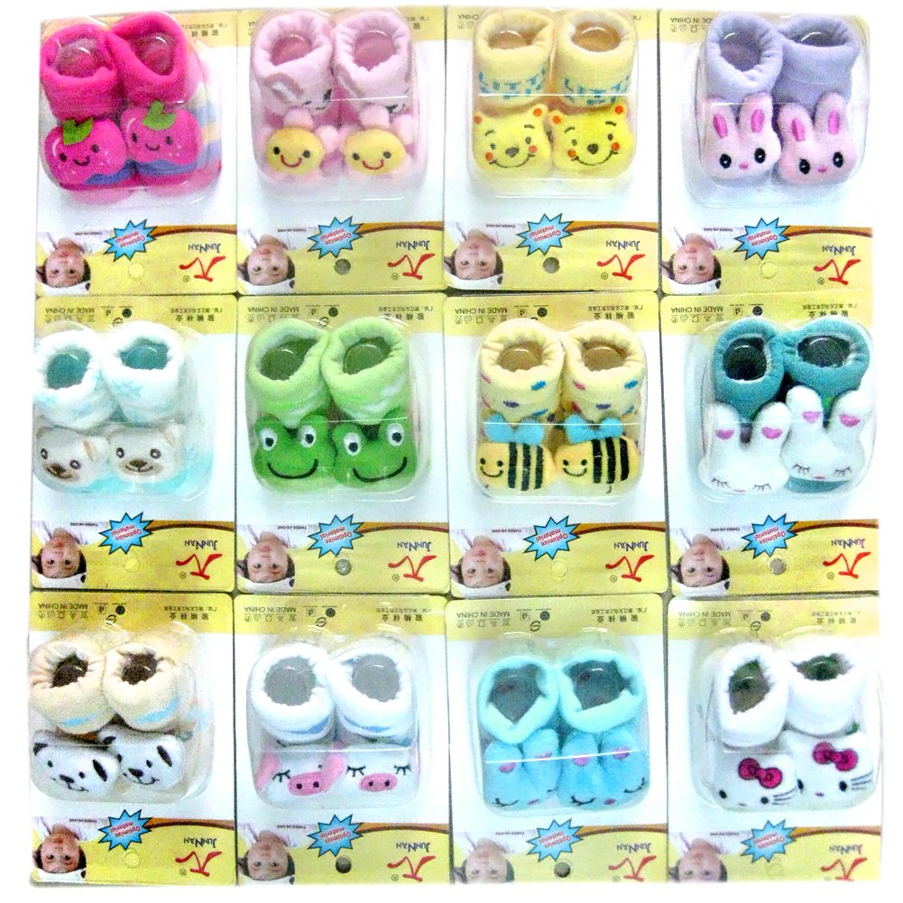 3 Pair LOCOMO Baby Toddler Anti Slip Socks Slippers Shoes 0-6 Month/7-9cm/FBA013
