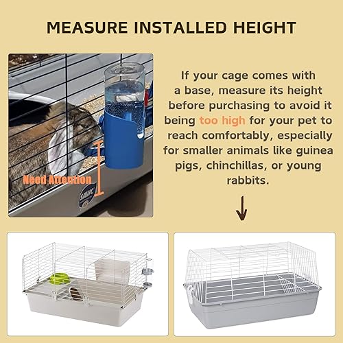 Miniatura 5 de Botella de agua para conejo, 600ml21oz, dispensador de agua colgante, alimentador, jaula, cajón, caseta, conejito, cachorro, gato, chinchilla,