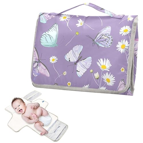 Miniatura 2 de Cambiador portátil para bebé  Mariposa púrpura impermeable cambiador de pañales cambiador de viaje con almohada incorporada  Regalo de ducha para