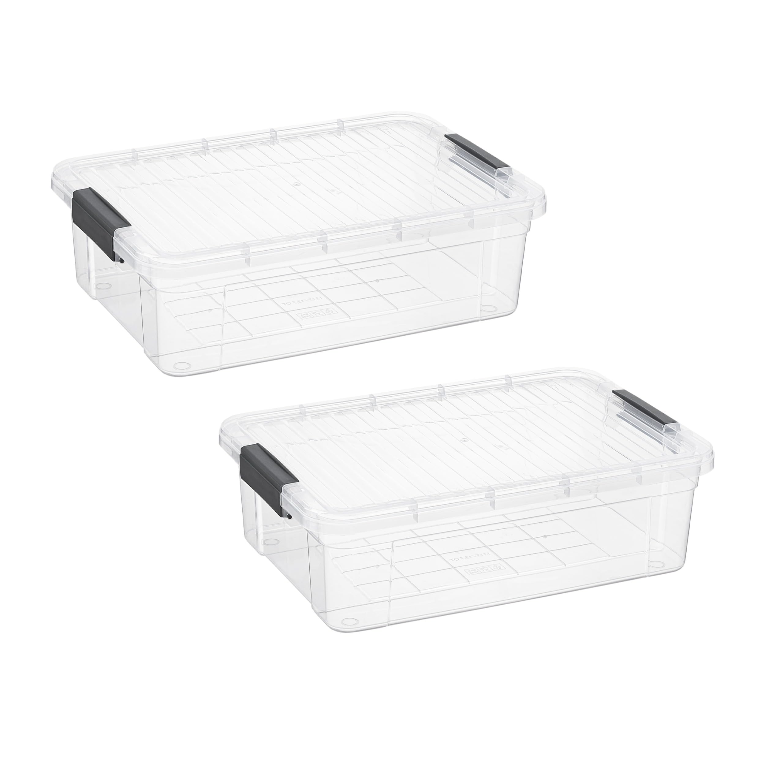 Superio 13.7 Quart Clear Plastic Storage Bin with Lid, Stackable Organizer Box, BPA-Free Storage Container for Home, Garage, School &amp; Office, 2 Pack