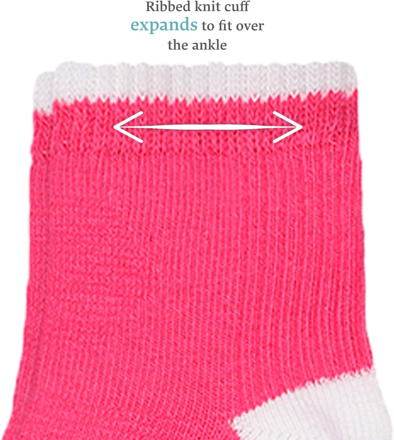Fruit of the Loom Baby 14-Pack Grow & Fit Flex Zones Cotton Stretch Socks - Unisex, Girls, Boys (6-12 Months, Pink Pop)