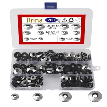 200Pcs 304 Stainless Steel Neoprene EPDM Bonded Sealing Gasket Washers Assortment Kit for 8#/10#/12#/14# Screws